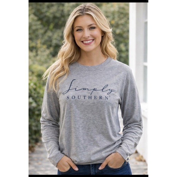 Simply Southern Women's‎ Gray Long Sleeve 100% Cotton Lord Is Good Tee Medium - Picture 2 of 8